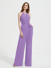 Halter Ausschnitt Ärmellos Jumpsuit mit Gürtel Tahiti