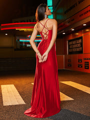 Meerjungfrau-Spaghetti-Träger-Korsett-Abschlussballkleid Rot