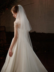 Simple Two Tiers Sheer Wedding Veils