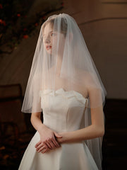 Simple Two Tiers Sheer Wedding Veils