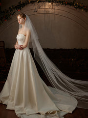 Simple Two Tiers Sheer Wedding Veils