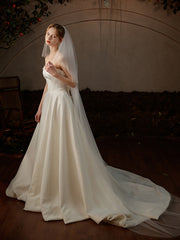 Simple Two Tiers Sheer Wedding Veils