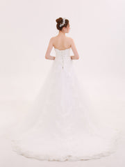 Trägerloser Herz-Ausschnitt Brautkleid Weiß