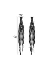 Schwarze lange Quasten-Diamant-Ohrringe