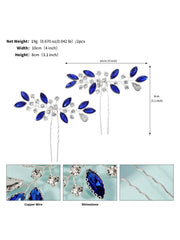 Stilvoller Blauer Strassperlen Haarkamm 3 Pcs