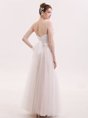 Herz-Ausschnitt Spaghettiträger Tüll Kleid Champagner