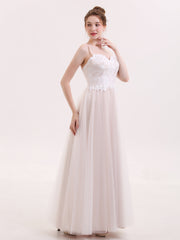 Herz-Ausschnitt Spaghettiträger Tüll Kleid Weiß