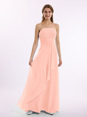 Criss-Cross-Riemen Ausschnitt Chiffon Brautjungfernkleid Koralle