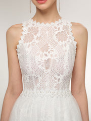 Spitze Brautkleid mit Durchschauen Mieder Weiß