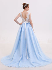 Spitze Mieder Tüll Rock Brautkleid mit Schärpen Weiß