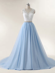 Spitze Mieder Tüll Rock Brautkleid mit Schärpen Himmelblau