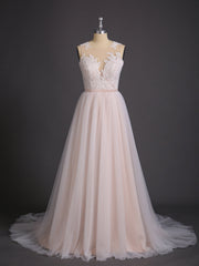 Spitze und Tüll Brautkleid mit Knöpfe Weiß