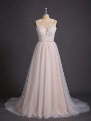 Spitze und Tüll Brautkleid mit Knöpfe Champagner