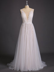 Spitze und Tüll Einfach Strand Brautkleid Elfenbein