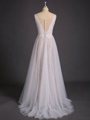 Spitze und Tüll Einfach Strand Brautkleid Elfenbein