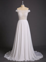 Off-The-Schulter Brautkleid mit Transparentem Oberteil Elfenbein