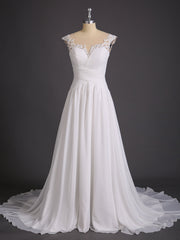 Chiffon mit Spitze Applique Kleid für Braut Champagner