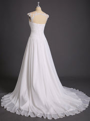 Chiffon mit Spitze Applique Kleid für Braut Champagner