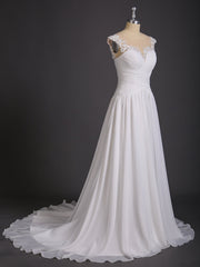 Chiffon mit Spitze Applique Kleid für Braut Champagner