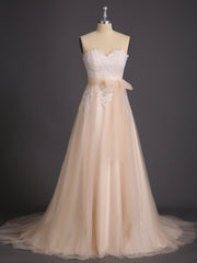 Trägerloses Brautkleid mit Bowknot und Herz-Ausschnitt Champagner