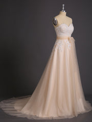 Trägerloses Brautkleid mit Bowknot und Herz-Ausschnitt Champagner