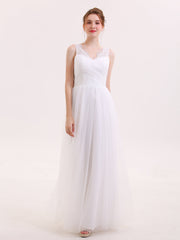 Tüll Bodenlang Kleid mit Spitze Strap Champagner