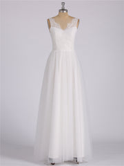 Tüll Bodenlang Kleid mit Spitze Strap Elfenbein
