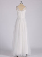 Tüll Bodenlang Kleid mit Spitze Strap Elfenbein