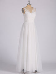 Tüll Bodenlang Kleid mit Spitze Strap Elfenbein