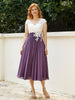 V-Ausschnitt Chiffon Kleid mit Elfenbein Appliqued Mieder Traube