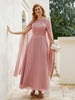A-Linie Rundhalsausschnitt Chiffonkleid Tee-Länge Staubige Rosa