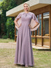 A-Linie Chiffon Kleid mit diamantverziertem Schal am Hals Dämmerung