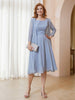 Scoop Rüschen Chiffon Kleid mit Jacke Staubiges Blau