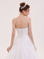 Tüll mit Applique Trägerloser Ausschnitt Brautkleid Weiß