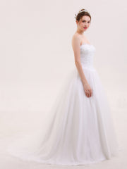 Tüll mit Applique Trägerloser Ausschnitt Brautkleid Weiß