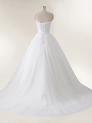 Tüll mit Applique Trägerloser Ausschnitt Brautkleid Champagner