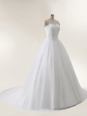 Tüll mit Applique Trägerloser Ausschnitt Brautkleid Weiß