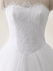 Tüll mit Applique Trägerloser Ausschnitt Brautkleid Weiß