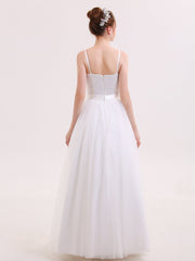 Spaghettiträger Brautkleid mit Schärpen Elfenbein