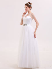 Spaghettiträger Brautkleid mit Schärpen Weiß