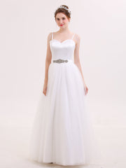 Spaghettiträger Brautkleid mit Schärpen Weiß