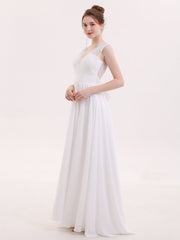 V-Ausschnitt Chiffon Strand Brautkleid mit Bow Weiß