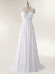 V-Ausschnitt Chiffon Strand Brautkleid mit Bow Champagner